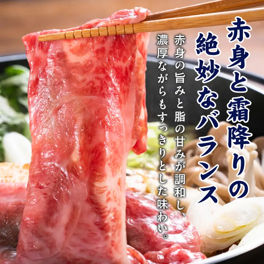 宮崎牛【赤身霜降り】すきしゃぶ850g〔22-6504〕_(都城市) 牛肉 ウデスライス 450g モモスライス 400g ブランド和牛 すき焼き 焼きしゃぶ 牛薄切り 霜降り肉 赤身肉 4等級以上 牛肉 肉