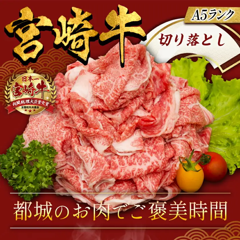 宮崎牛切り落とし(A5) 〔AC-A0-001〕_ (都城市) 牛肉 都城産宮崎牛(A5) 切り落とし 1kg(250g×4パック) 『内閣総理大臣賞』を受賞した生産者のお肉です！ ブランド牛 国産黒毛和牛 霜降り 切落し合計1キロ すき焼き・しゃぶしゃぶに A5等級