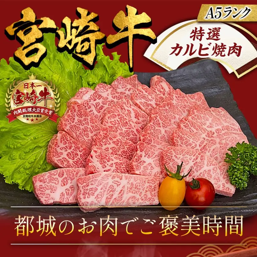 宮崎牛特選カルビ焼肉(A5)〔AD-A0-003〕_(都城市) 牛肉 A5等級の宮崎牛 特選カルビ焼肉 (500g) A5ランク 最高級の国産黒毛和牛 最上級の霜降り牛肉 焼き肉/バーベキュー/鉄板焼きにどうぞ 『内閣総理大臣賞』を受賞した生産者のお肉です!