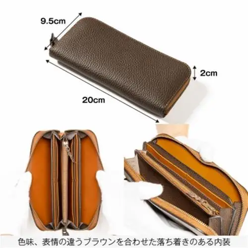 ラウンドファスナー長財布(ダークブラウン) たつの市産シュリンク型押し牛革 革製品専門店HEDGE【1370497】