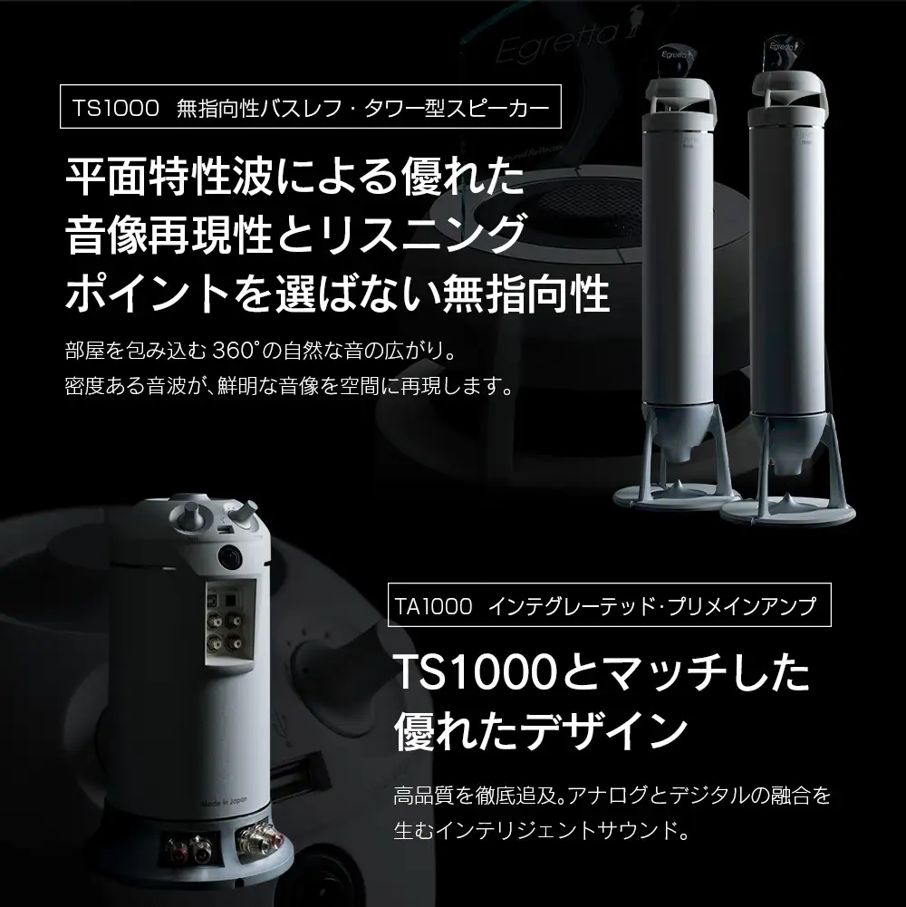 スピーカー オーディオ アンプ 全方位 無指向性 Egretta エグレッタ TS1000 TA1000 タワー型 オオアサ電子 アンプ非搭載 アンプセット_OE025_009