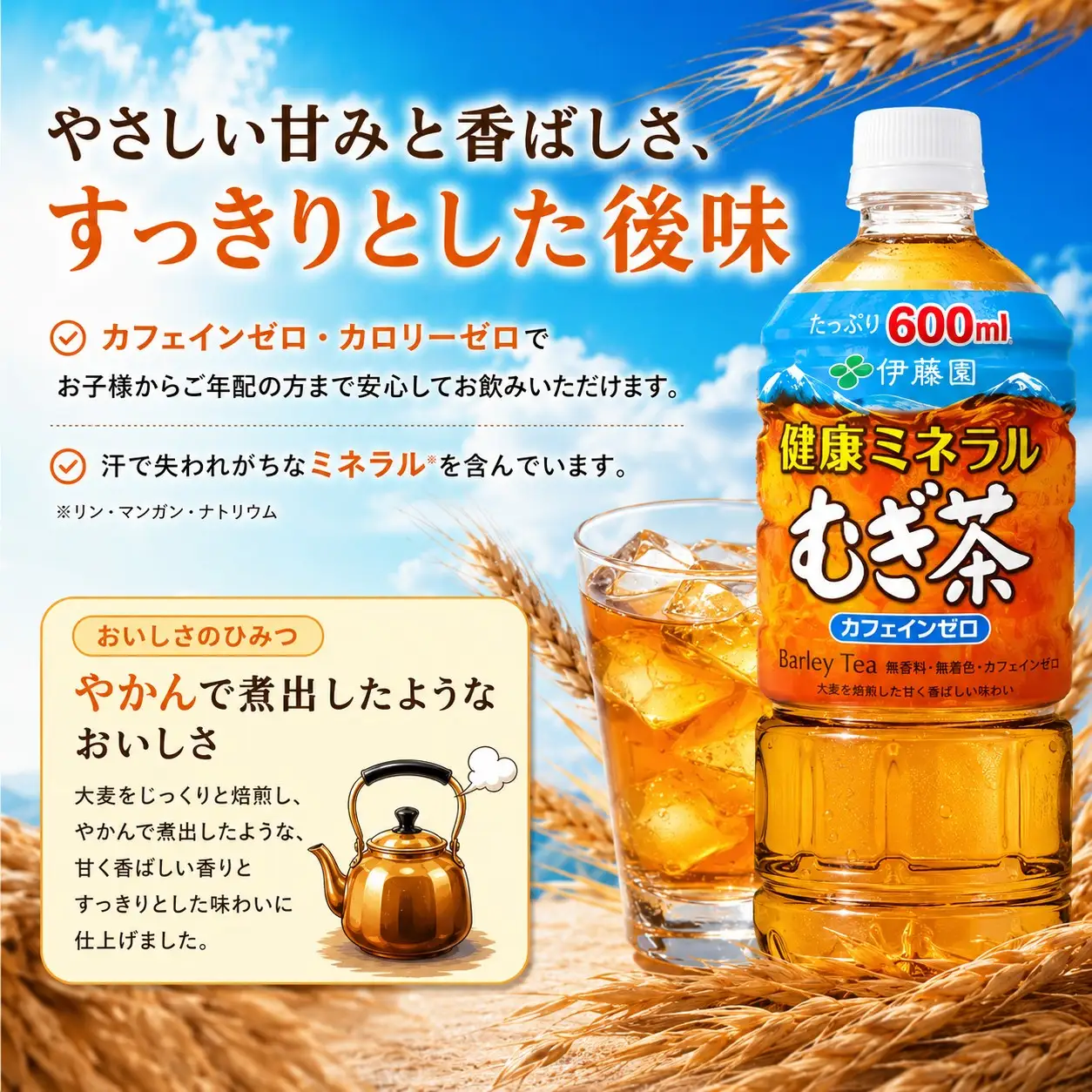 【 隔月 3回 定期便 】麦茶 伊藤園 600ml 24本 健康ミネラル 【麦茶】