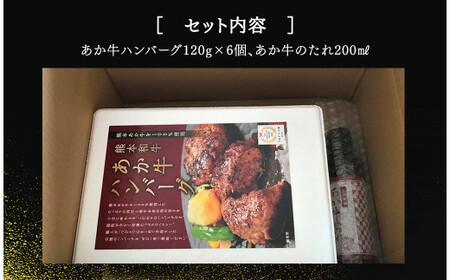 あか牛 100％ ハンバーグセット 120g×6個 あか牛のたれ 200ml付き