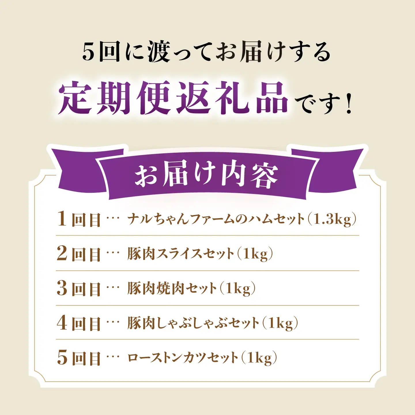 【5回お届け】 ナルちゃんファーム豚肉満喫コース 総量5.3kg（豚肉しゃぶしゃぶ・スライス・焼肉・とんかつ計4kg ハムセット1.3kg）/ 豚肉 ロースハム ハム はむ ウインナー ういんなー フランク 豚ロース ロース ろーす 豚モモ モモ もも 豚バラ バラ 焼肉 しゃぶしゃぶ スライス 豚肉定期便 / 大村市 / おおむら夢ファームシュシュ[ACAA072]
