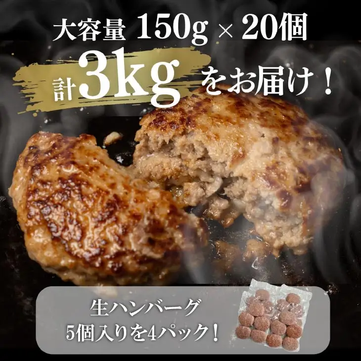 淡路島玉ねぎ入れすぎハンバーグ ３kg（150ｇ×20個） 冷凍