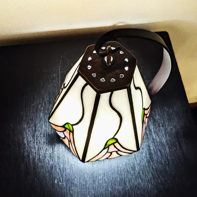 ステンドグラス・ミニ吊りランプ（白）