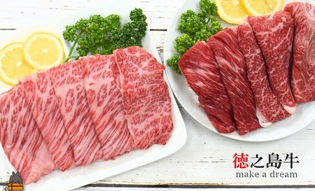 年間生産５頭以下！幻の徳之島牛２種のすき焼き（カタロース＆ウデスライス）（600g） ( 徳之島牛 黒毛和牛 プレミアム 稀少 牛肉 徳之島 奄美 鹿児島 しゃぶしゃぶ スライス 赤身 脂身 限定 JA食肉かごしま )