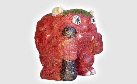 【ふるさと納税】手作り 木彫り おに ( 木彫り作品 おに 約１２ｃｍ×１２ｃｍ×高さ１３ｃｍ ) 送料無料 兵庫県 三田市