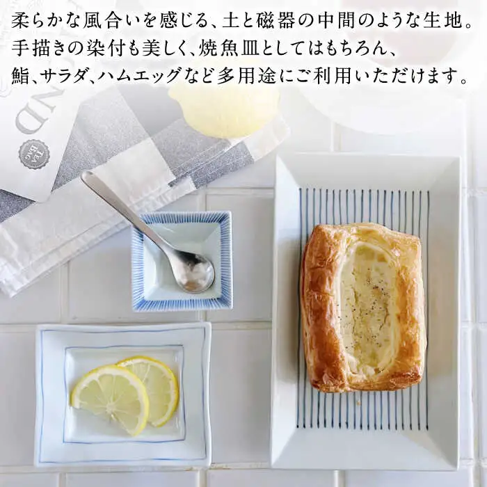 【有田焼】連子 長角皿（大）2点セット / 焼物 有田焼 ペア [41APCD047]