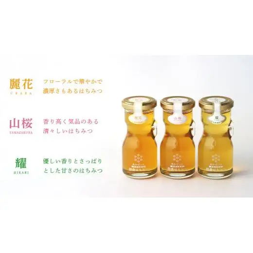 【 数量限定 】山桜 はちみつ と春の 田舎はちみつ の 3種 ギフト セット [ 結蜜 Musubi-R3山桜 120g ]（ 茨城県共通返礼品： 五霞町 ）