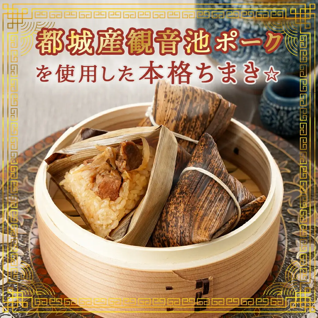 観音池ポーク角煮入り中華ちまき12個〔MJ-9228〕_(都城市) 中華ちまき 都城産観音池ポーク 県産もち米 ごぼうの風味 角煮 ホクホク 電子レンジ 手軽 簡単 お弁当 