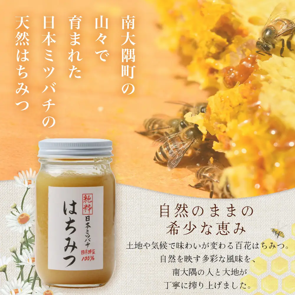 【数量限定】国産[純粋]日本ミツバチの天然はちみつ（270g×２本）CB003｜鹿児島県 南大隅町