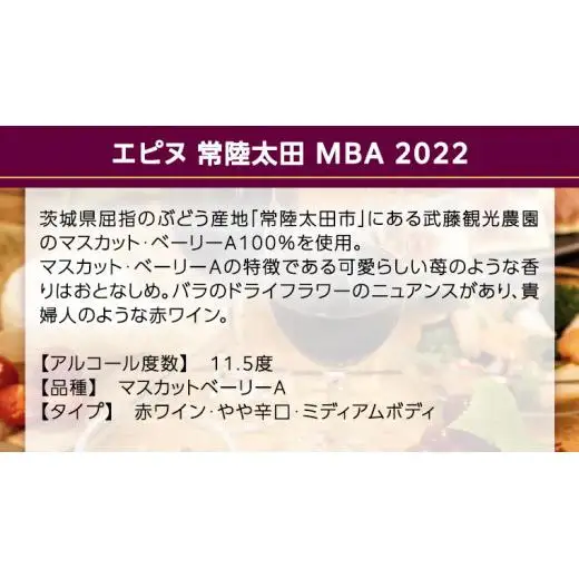 【 数量限定 】「 エピヌ 」 常陸太田 MBA 2022 茨城県産 牛久醸造場 日本ワイン 赤ワイン マスカット・ベーリー 750ml × 1本 やや辛口 ミディアムボディ お酒 贈り物