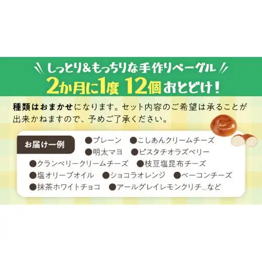 ベーグル 専門店 12個 おすすめ セット 【 全3回 隔月定期便】《 種類おまかせ 》