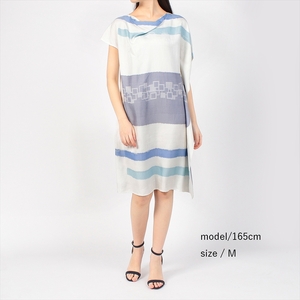 【限定】STYLE＊MEISEN 四角重ね柄シルクワンピース（WHITE）/ M F7Z-305