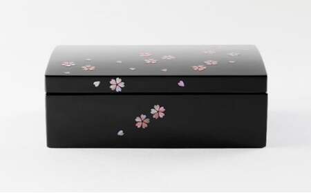 長角小箱 桜（貝入）黒 雑貨 日用品 工芸品  FAD-1223