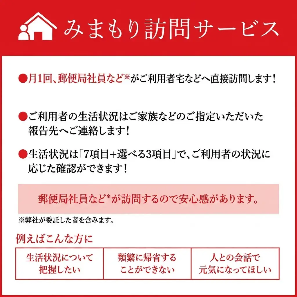 郵便局のみまもりサービス 「みまもり訪問サービス」（12カ月） 日本郵便