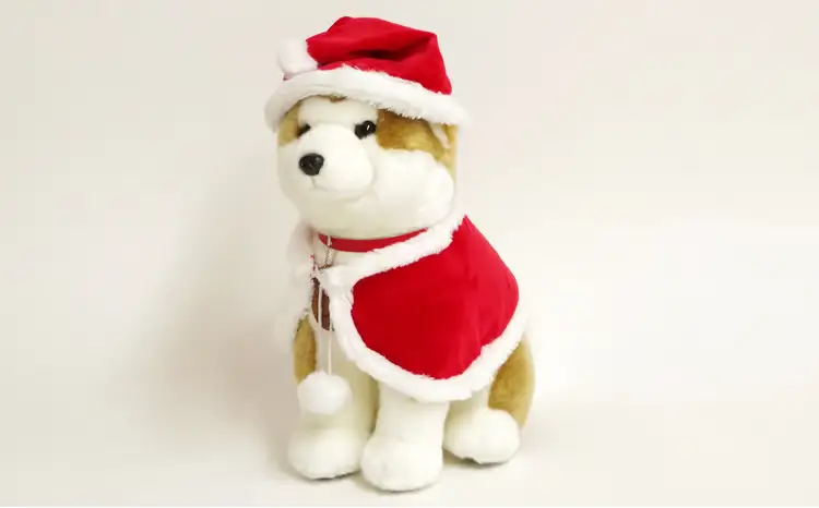 180P7301 【サンタver】秋田犬マサルぬいぐるみ座りLサイズ【(公社)秋田犬保存会】