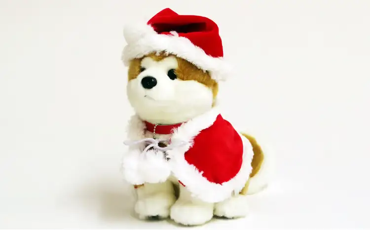 80P7310 【サンタver】秋田犬マサルぬいぐるみ座りMサイズ【秋田犬保存会】