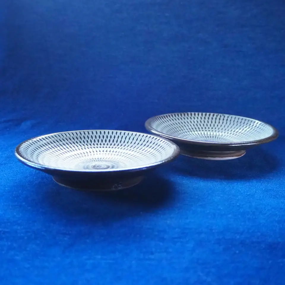 小石原焼飛鉋五寸皿２枚セット直径約15cm（金丸窯） H39