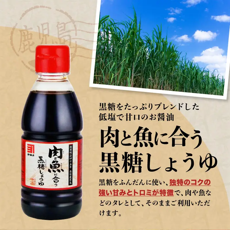 「 かねよみそしょうゆ 」南国かごしまの蔵元直送 肉と魚に合う 黒糖しょうゆ 200ml × 4本 セット K058-015 調味料