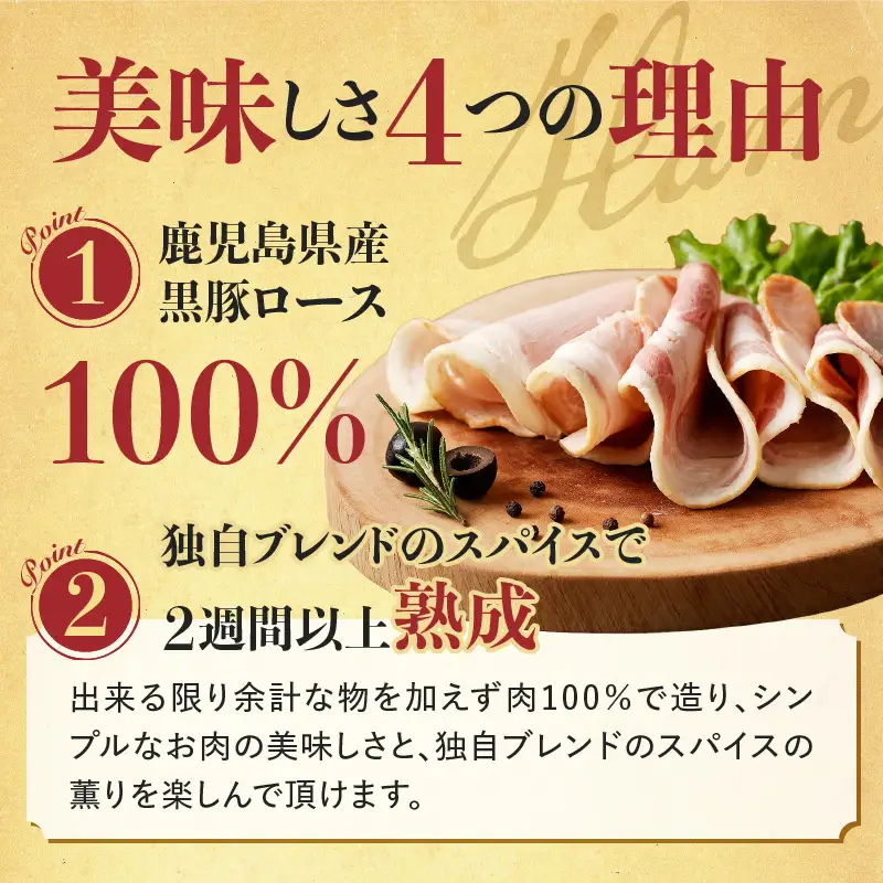 鹿児島 黒豚 ロース ハム スライス パック 12P K038-003_03 肉 豚肉 惣菜 総菜 冷凍