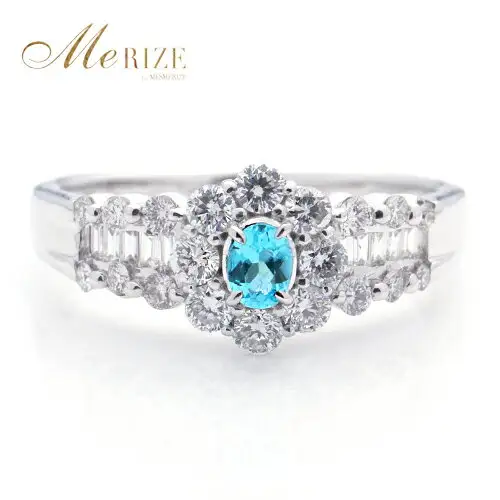 指輪 天然 ブルー パライバトルマリン ダイヤモンド 0.45ct パヴェ SIクラス Blancheブランシュ【pt950】r-243（KRP）Q93-1410