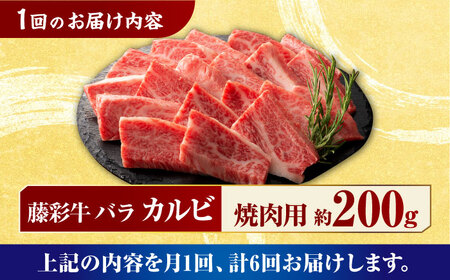 【6回定期便】藤彩牛 くまもと黒毛和牛 バラ カルビ 焼肉用 1650 [ZDT058]
