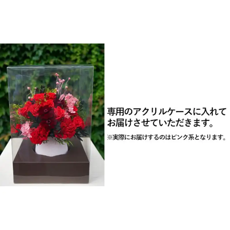 プリザーブドフラワー Calm pink 花季 YANASE design. ピンク アクリルケース ブリザードフラワー ドライフラワー 花 おしゃれ かわいい シンプル インテリア 飾り 花 置物 北海道 芦別市