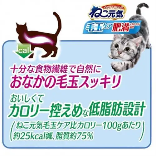 ねこ元気 毛玉ケア 肥満が気になる猫用 まぐろ・チキン・緑黄色野菜入り 1.8kg×6袋 国産【1732809】