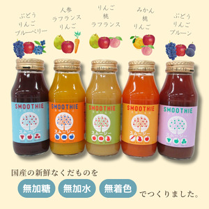 国産果汁 フルーツスムージーセット（180ml×10本）［NH01］ // 長野県 南信州 ストレートスムージー 無加糖 無塩 香料不使用 着色料不使用 保存料不使用 農水大臣賞 天皇杯