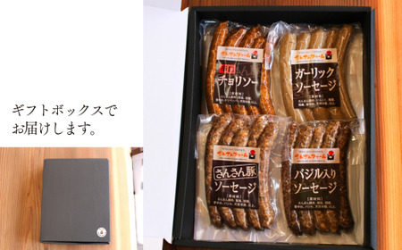 SF02　無添加！さんさん豚ソーセージセットA ／（140g×4種類入）【化学調味料不使用】// 長野県産豚肉 南信州 ポーク バークシャー種 安全 安心 冷凍 贈答 ギフト