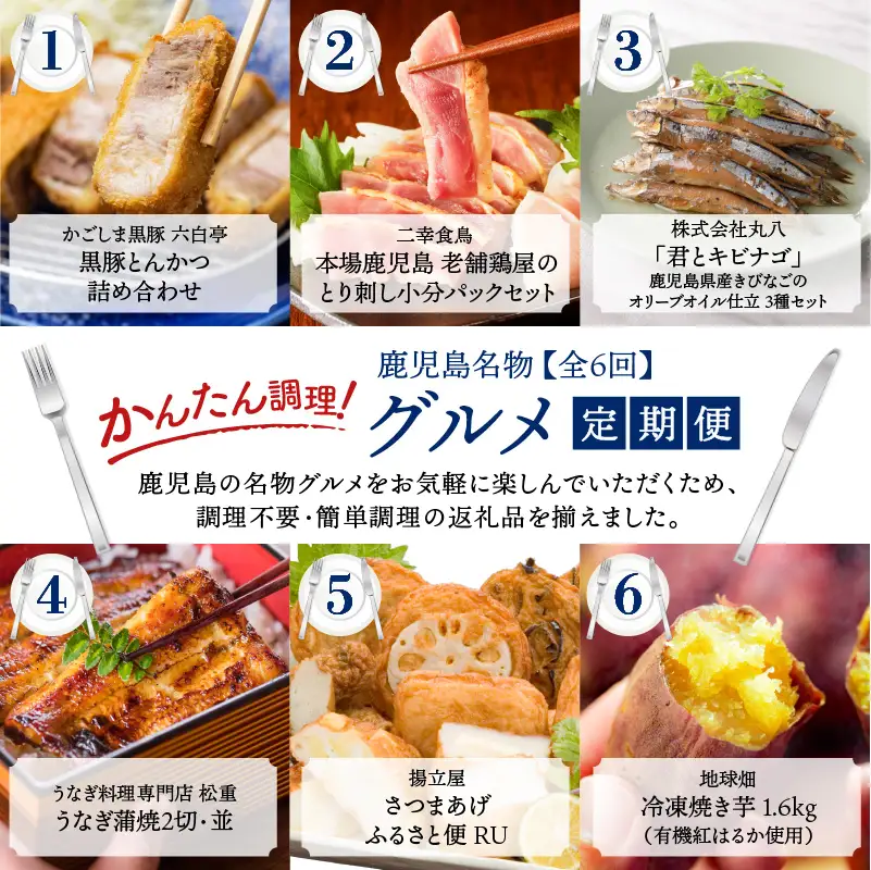 【 全6回 】 簡単 調理 ！ 鹿児島 名物 グルメ 定期便 K000-T2330 肉 惣菜 総菜 冷凍