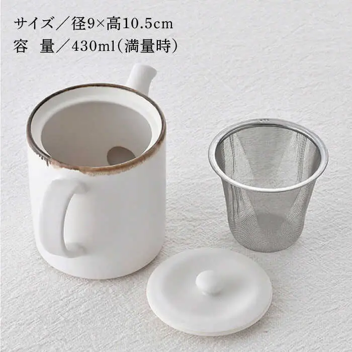 【波佐見焼】ティーポット 渕錆ホワイト 茶こし付き【長十郎窯】[AE100]
