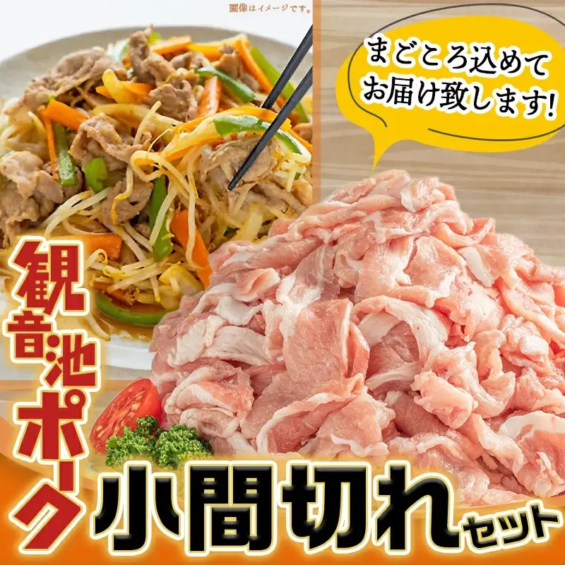 「観音池ポーク」料理の味方！小間切れ2.4kgセット〔AA-7201〕_(都城市) 豚肉 こま切れ スライス ウデ・モモ 観音池ポーク ブランド豚 400g×6P 合計2.4kg