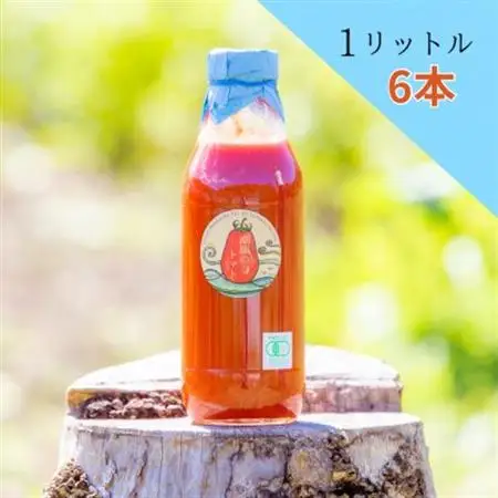 【高糖度オーガニックトマト100%】北海道産フルーツトマトジュース　1L×6本【1486281】