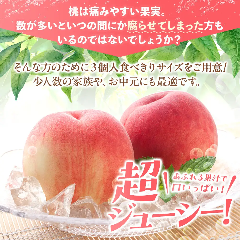 桃 極上秀品 食べきりやすい３個入 ［先行予約］［2027年6月下旬頃より順次発送］こだわり農家厳選！［KG1］