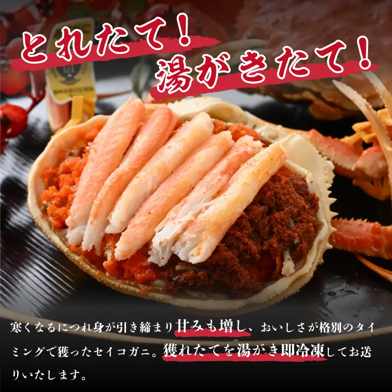 先行予約【冷凍】 冬の味覚 旬！セイコガニ 3匹 計420g前後 食べ方カラー説明書付き 【2026年11月中旬以降順次発送予定】 ズワイガニ メス セイコガニ  [m21-b001]