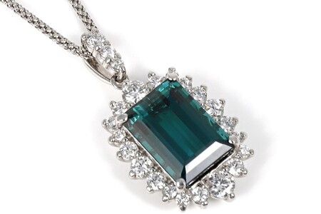 【一点もの】グリーントルマリン（6.114ct）ダイヤモンドプラチナペンダント　R78　K05134-H