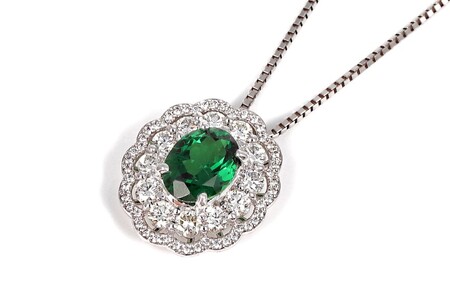 【ふるなび限定】【一点もの】グリーンガーネット（2.12ct）ダイヤモンドプラチナペンダント　R79　K05135-H　FN-Limited