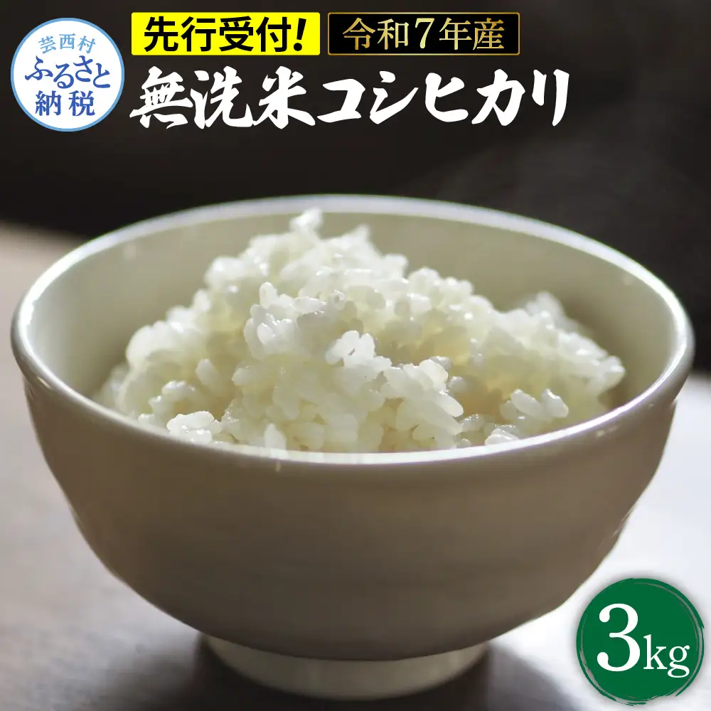 先行予約 令和7年産 無洗米コシヒカリ3キロ 