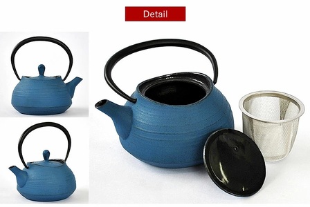 南部鉄器 ティーポット刷毛目0.4L（ジャパンブルー） 雑貨 日用品 工芸品 装飾品