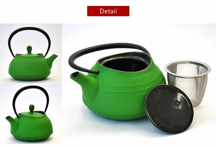 南部鉄器 ティーポット刷毛目0.4L（グリーン） 雑貨 日用品 工芸品 装飾品
