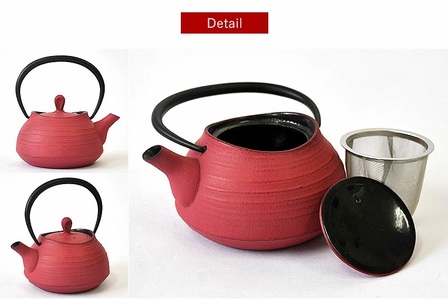 南部鉄器 ティーポット刷毛目0.4L（ローズピンク） 雑貨 日用品 工芸品 装飾品