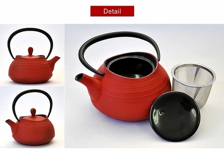 南部鉄器 ティーポット刷毛目0.4L（レッド） 雑貨 日用品 工芸品 装飾品