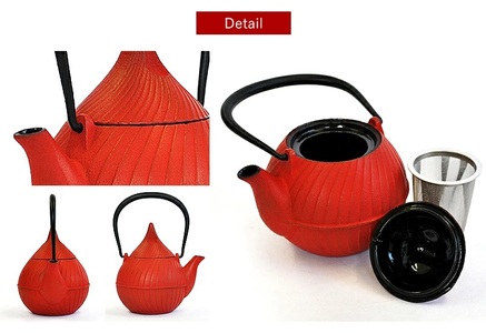 南部鉄器 ティーポット蕾0.4L（レッド） 雑貨 日用品 工芸品 装飾品 株式会社壱鋳堂