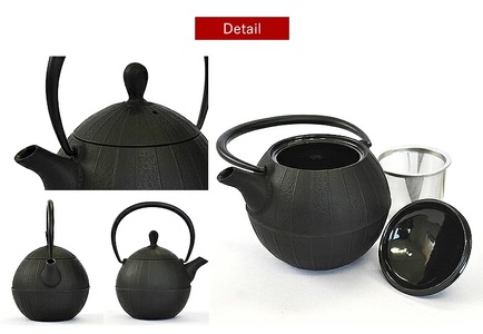 南部鉄器 ティーポット胡桃0.5L（ブラック） 雑貨 日用品 工芸品 装飾品