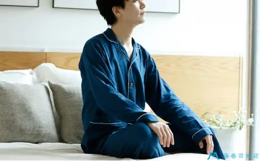 藤巻百貨店×角野晒染 和晒ガーゼパジャマ シャツタイプ （ネイビー・M）