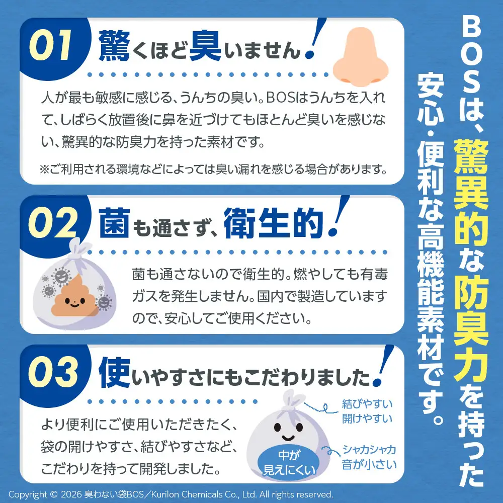 驚異の 防臭 袋 BOS うんちが臭わない袋 BOSペット用 Sサイズ 200枚入り × 3個 計600枚 セット