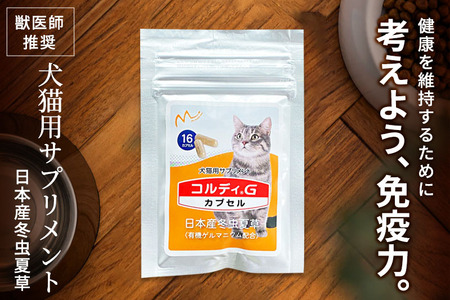 犬 猫 いつものエサにプラス！ペット用サプリメント コルディG 16カプセル(犬猫用) 猫パッケージ